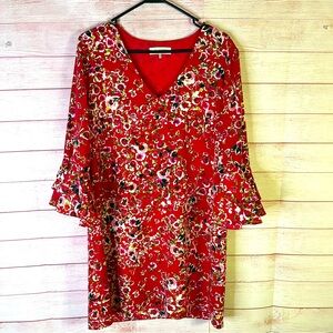 WAYF Pink Floral Bell‎ Sleeve  Dress Size Medium